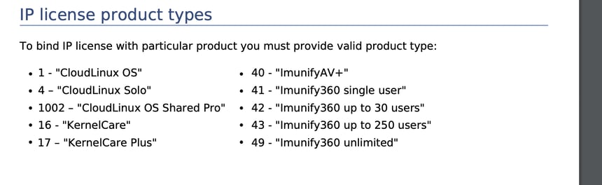 IP License product types