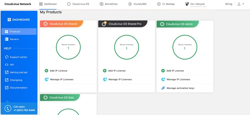 Products menu in your CLN account